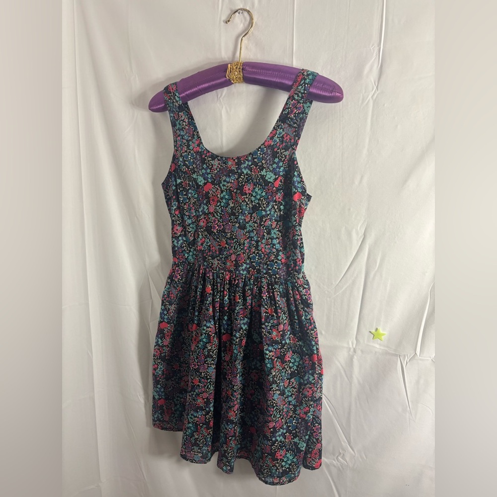 Y2K Forever 21 Black Floral Dark Fairy Coquette Cottagecore Mini Dress Size S